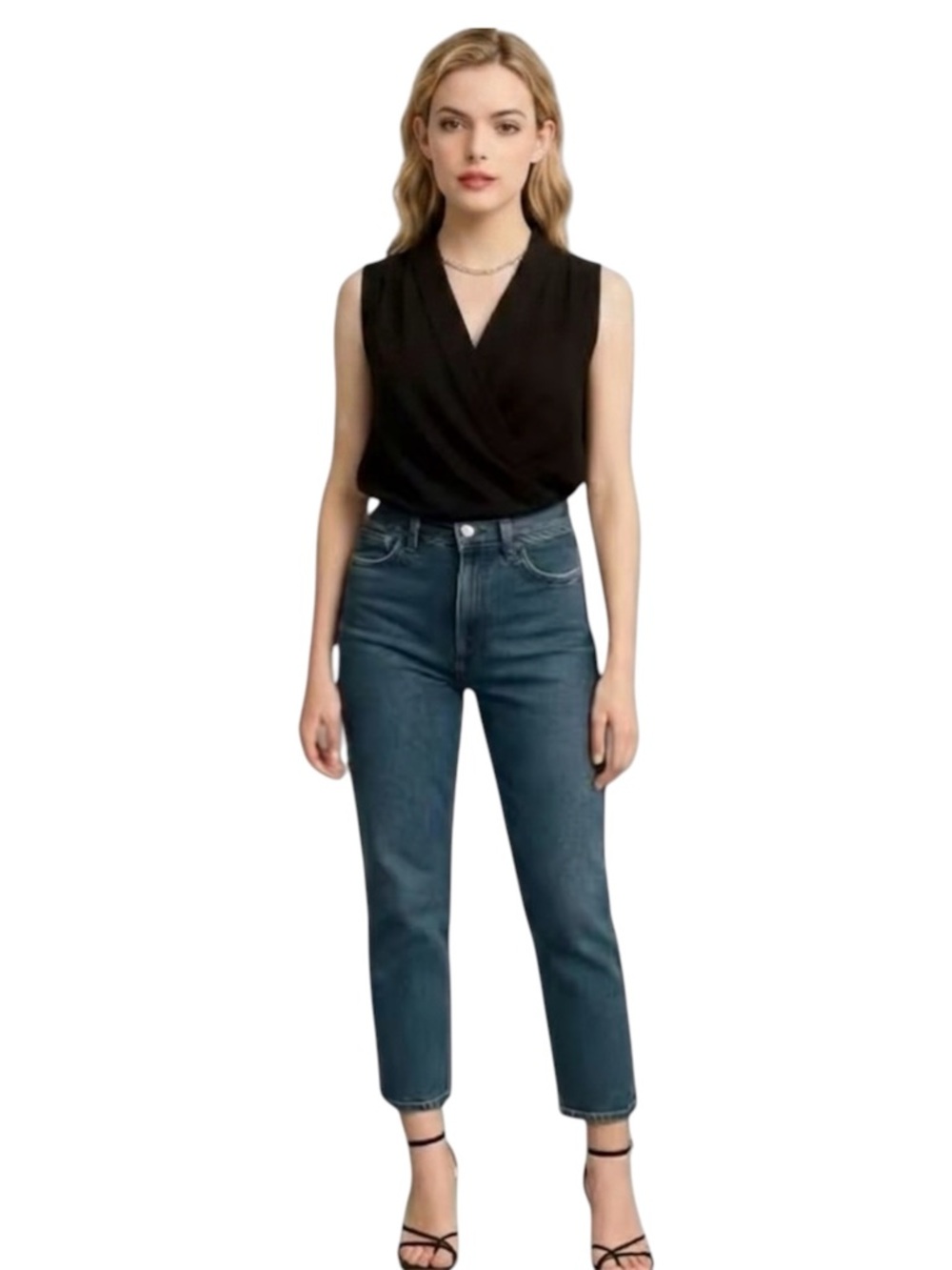 Banana Republic Black Sleeveless Surplice Wrap Top V-Neck
